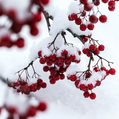 Red Berries Covered in Snow