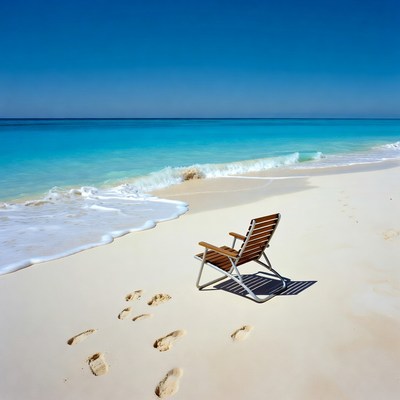 Wooden Chair on Tropical Beach