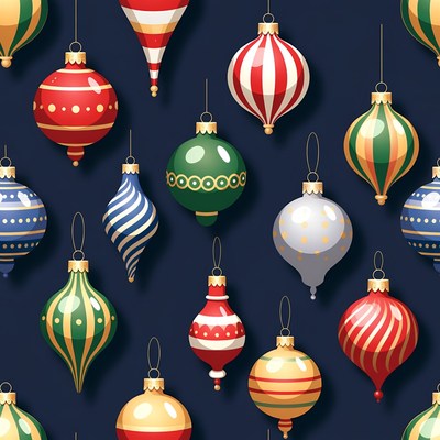 Colorful Christmas Baubles on Dark Background