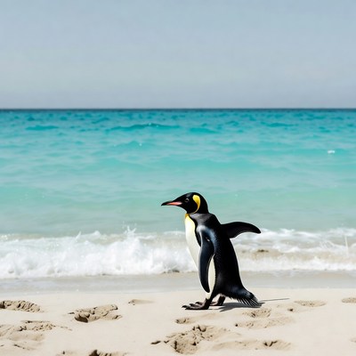 King penguin on beach