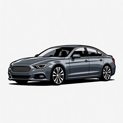 Gray Sedan Car Illustration