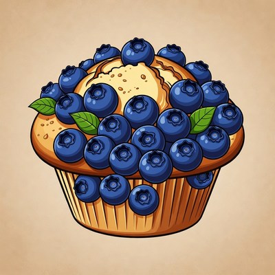 Blueberry Muffin Illustration