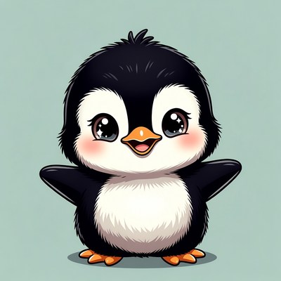 Cute cartoon baby penguin