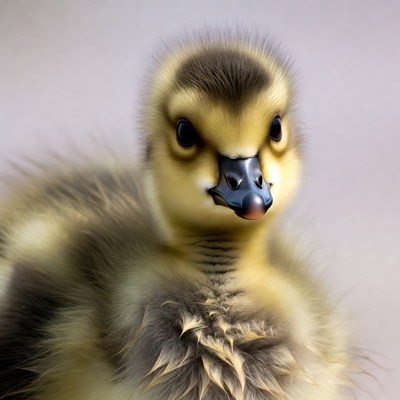 Cute baby duckling close-up