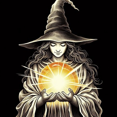 Witch holding glowing orb