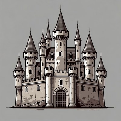Majestic Medieval Castle Illustration