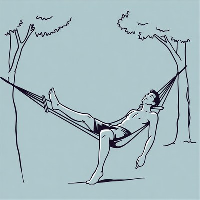 Man relaxing in hammock