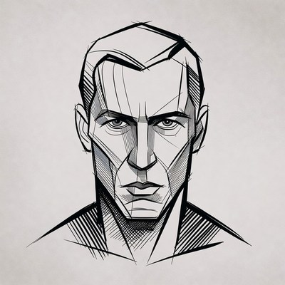 Intense man portrait sketch