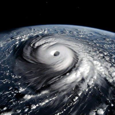 Hurricane over Earth from space