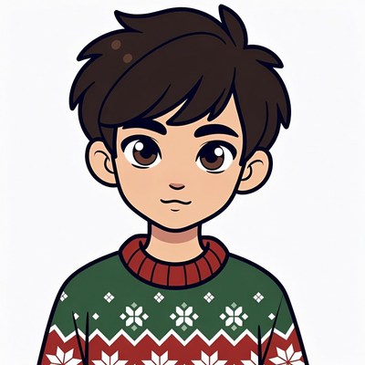 Anime boy in Christmas sweater