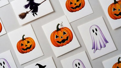 Halloween Stickers with Pumpkins Ghosts Witch