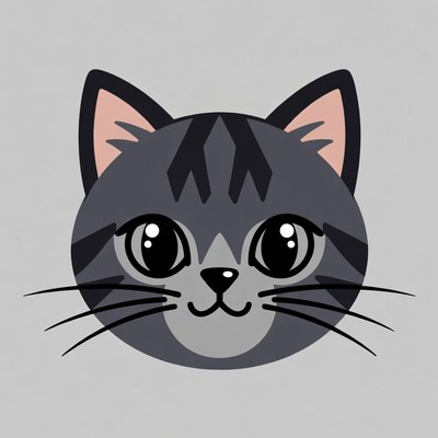 Cute gray tabby cat face illustration