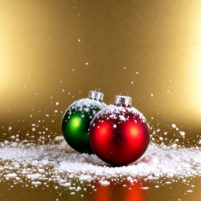Red and Green Snowy Christmas Ornaments