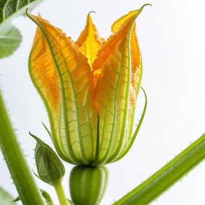 Orange Zucchini Flower Blooming