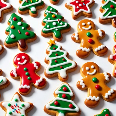 Christmas Gingerbread Cookies and Trees