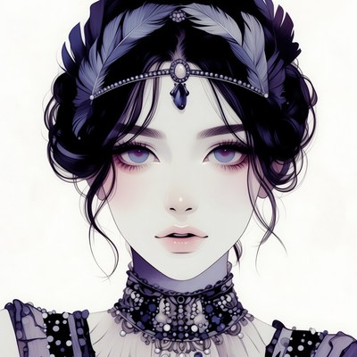 Anime girl with feathered headdress