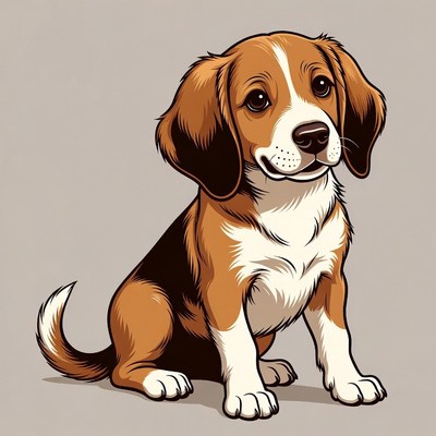 Cute Beagle Puppy Sitting