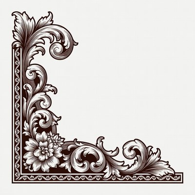 Ornate Floral Corner Border Illustration