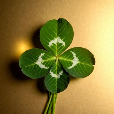 Four-leaf clover on gold background