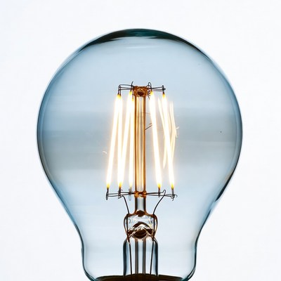 Glowing LED Bulb in Glass