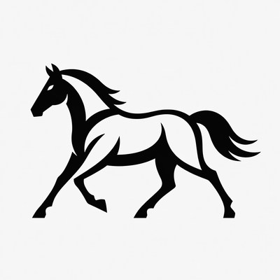 Black silhouette horse galloping