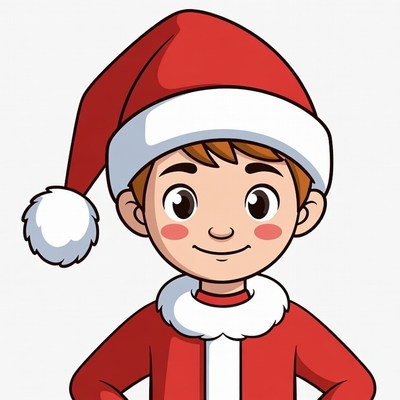 Cartoon boy in Santa suit