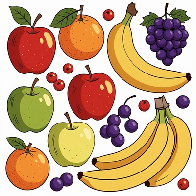 Colorful Fruit Clipart Illustration