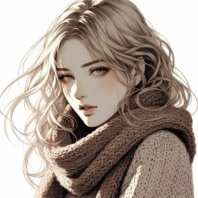 Blonde woman in scarf illustration