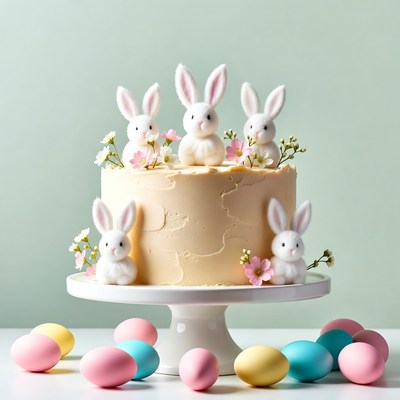 Easter Cake with Bunny Toppers