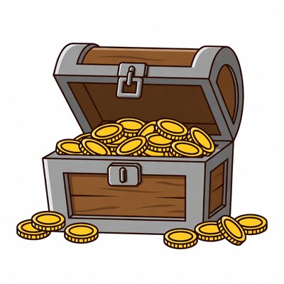 Treasure Chest Overflowing with Gold Coins