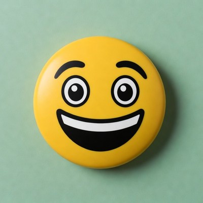 Yellow Smiley Face Emoji Button
