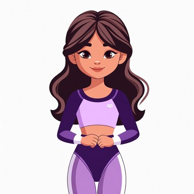 Cartoon woman in purple leotard