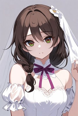 Anime girl in white wedding dress