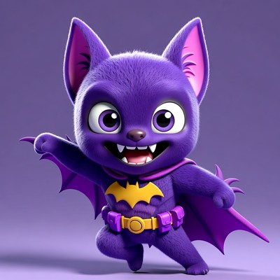 Cute Purple Bat Superhero