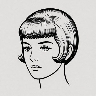 Vintage bob haircut woman illustration