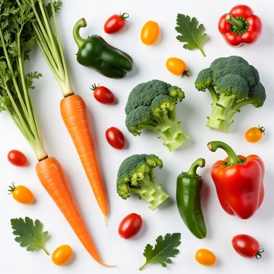Fresh vegetables on white background