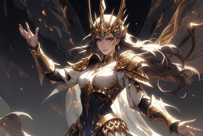 Anime woman in golden armor