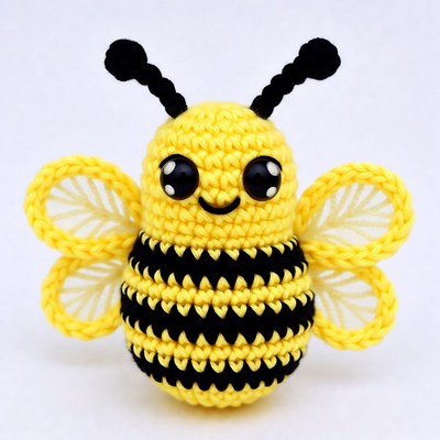Crocheted Amigurumi Bee Toy