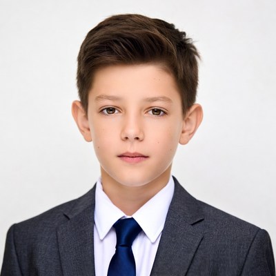 Young boy in suit and tie