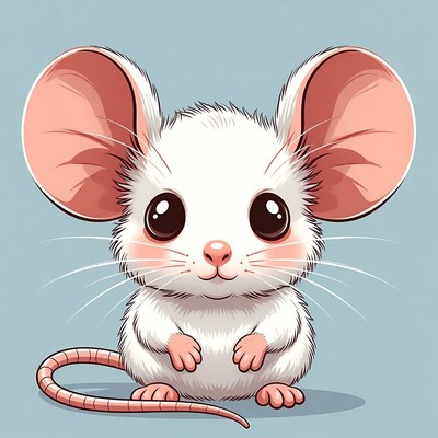 Cute white mouse illustration