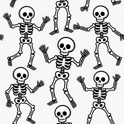 Dancing Skeleton Clipart Pattern