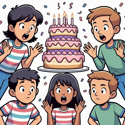 Kids celebrating birthday cake