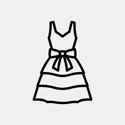 Line Art Dress with Bow