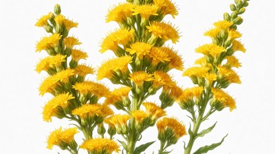 Goldenrod Flowers on White Background
