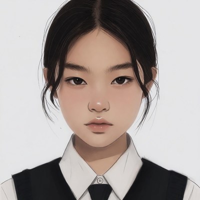 Asian girl in school uniform portrait