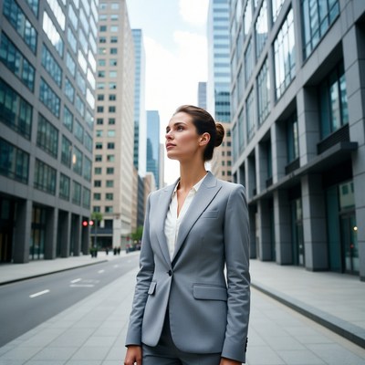 Businesswoman standing in city street