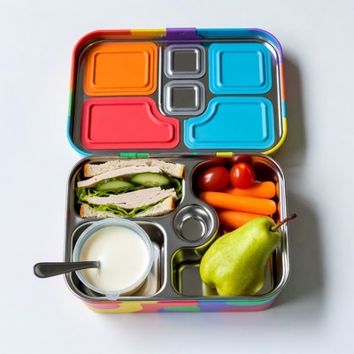 Colorful Bento Lunchbox with Sandwich