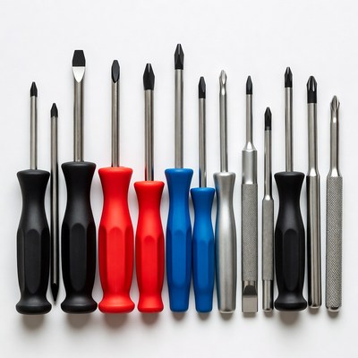 Assorted Screwdrivers on White Background