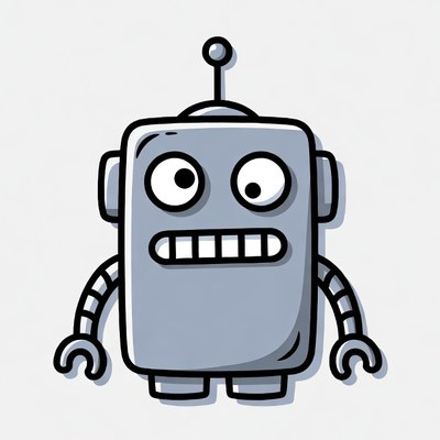 Cartoon Robot with Surprised Expression
