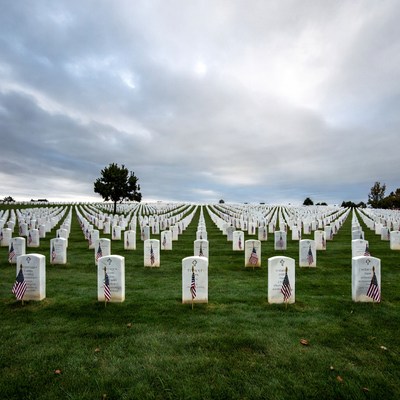 American Flags on Military Graves